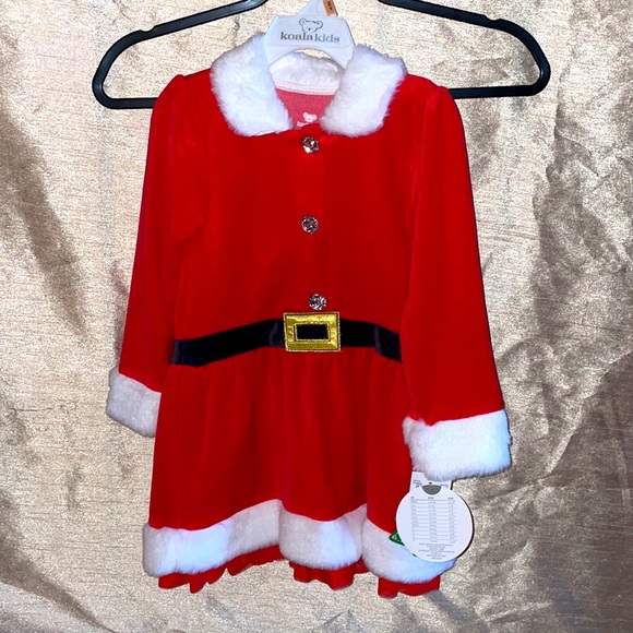 NEW.  Koala Kids Girls size 2T Santa 2 pc. Outfit.  75% cotton 25% polyester. - Picture 4 of 8